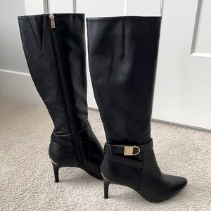 Calvin Klein Jemamine Black Leather Boot, size US 6.5